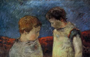 Aline Gauguin and One of Her Brothers by Paul Gauguin Oil Painting Reproduction