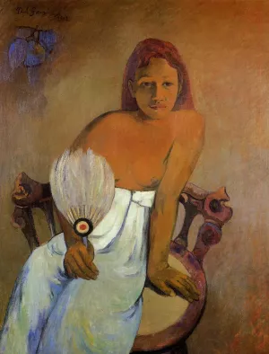 Girl with a Fan by Paul Gauguin Oil Painting Reproduction