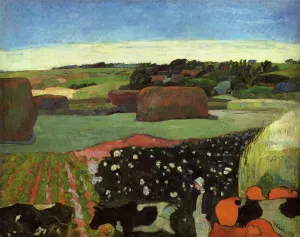 Haystacks in Britanny also known as The Potato Field by Paul Gauguin - Hand-Painted Oil Painting Reproduction