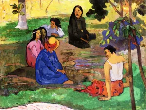 Les Parau Parau Conversation by Paul Gauguin Oil Painting Reproduction