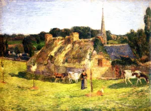 Lollichon Field and Pont-Aven Church by Paul Gauguin Oil Painting Reproduction