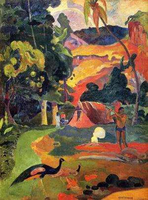 Matamoe also known as Landscape with Peacocks by Paul Gauguin - Hand-Painted Oil Painting Reproduction