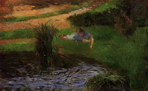 Pond with Ducks also known as Girl Amusing Herself by Paul Gauguin Oil Painting Reproduction