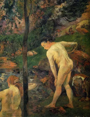 Two Girls Bathing by Oil Painting Reproduction