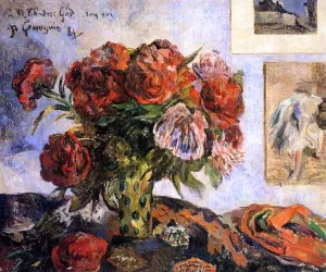 Vase of Peonies I by Paul Gauguin Oil Painting Reproduction