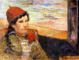 Young Woman at a Window by Paul Gauguin - Hand-Painted Oil Painting Reproduction
